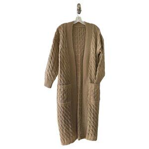 Women's Tan Longline/Open-front Cardigan / M, XL